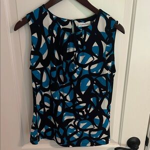 Calvin Klein Women's Abstract Blue and Black Blouse